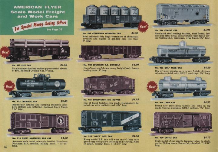 American Flyer Trains 1955, page 36 A.C. Gilbert Catalog Archive